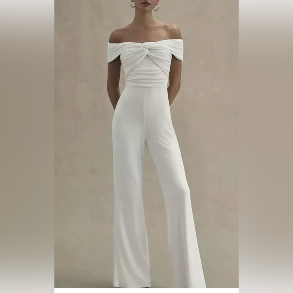 Misha Alisa Jumpsuit (Ivory) size large - bridal event outfit!